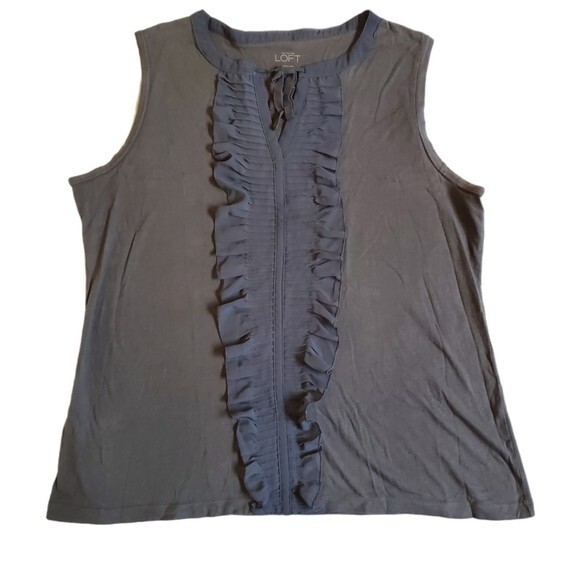 Ann Taylor LOFT gray v neck sleeveless top sz L - Picture 1 of 10